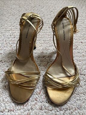 Chinese Laundry Metallic Gold Strappy High Heels willy evening sandals formal